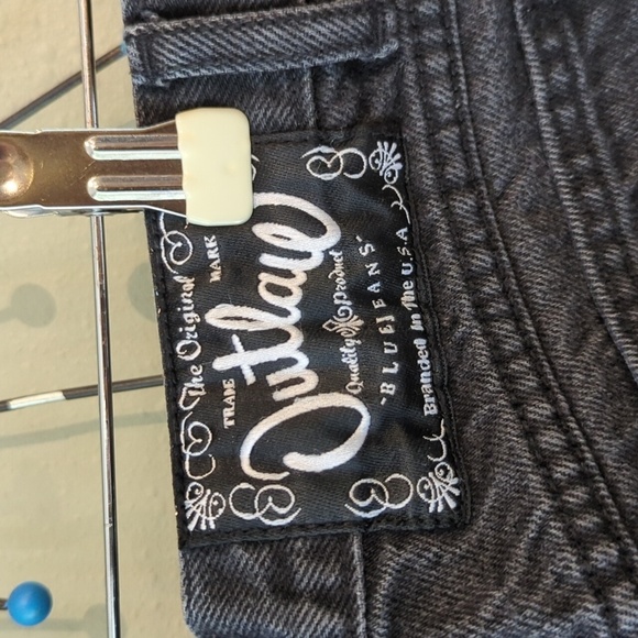 Y2K Vintage Outlaw Wanted Branded Washed Black Jeans Made In USA Women's Size 7 - Picture 8 of 13